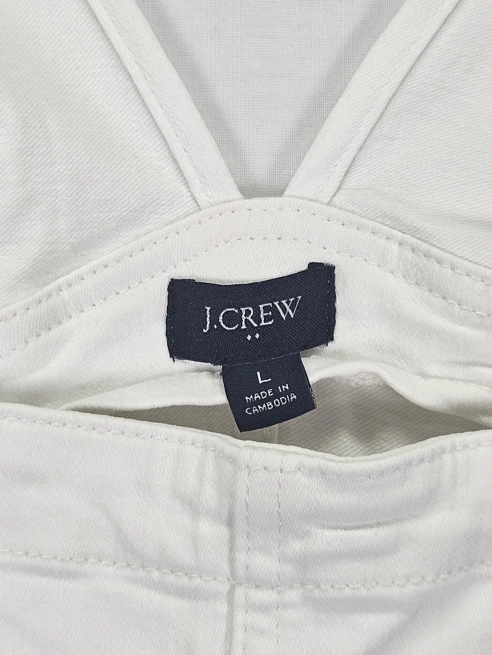 J. Crew White Denim Short Overalls Womens Sz L Raw Hem Bib Shorts White